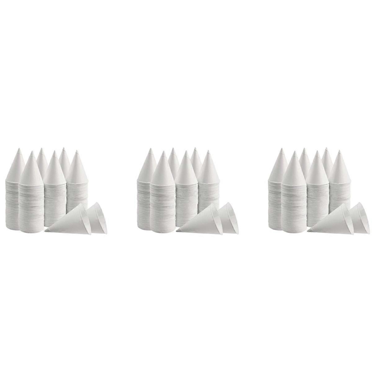 White Paper Cone Cups, Snow Cone Cups,Coated Leakproof Cone Paper Cups for , Shaved Ice, Water 600Pc