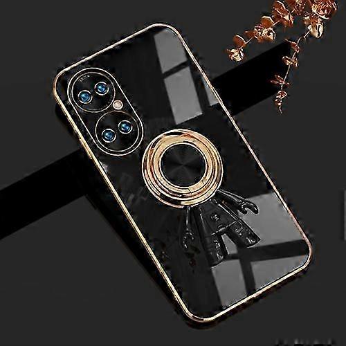For Huawei P50 Pro 6D Plating Astronaut Ring Kickstand Phone Case