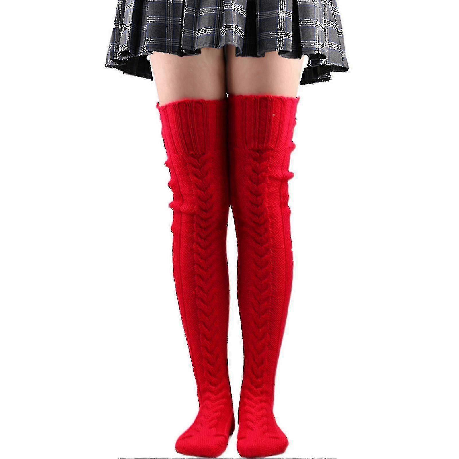 Thigh High Socks Warm Over Knee Extra-long Knitted Socks Autumn Win...