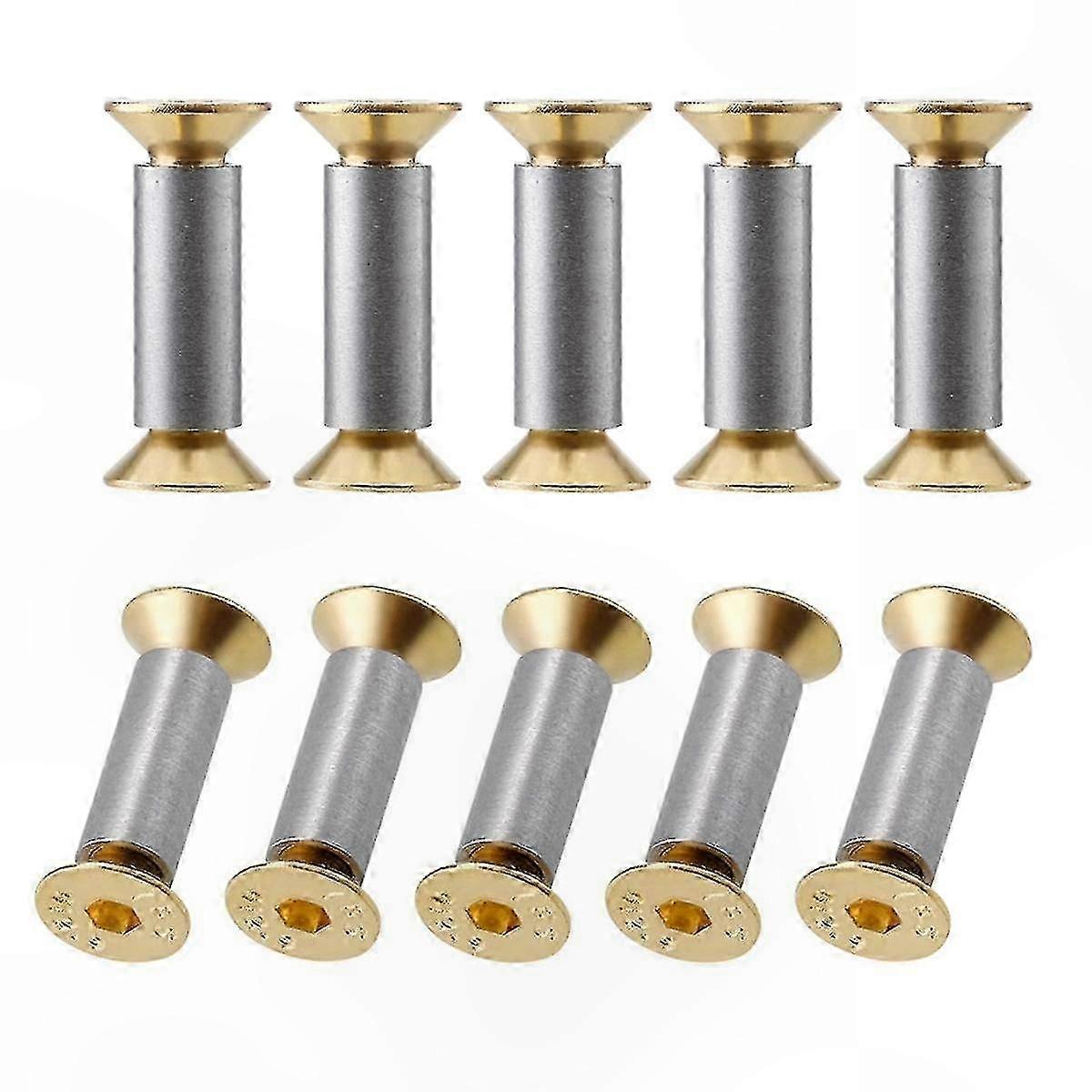 Gold Hex Flat Head Screws and Fasteners for Rivets and Bolted Assembly (10-Pack)