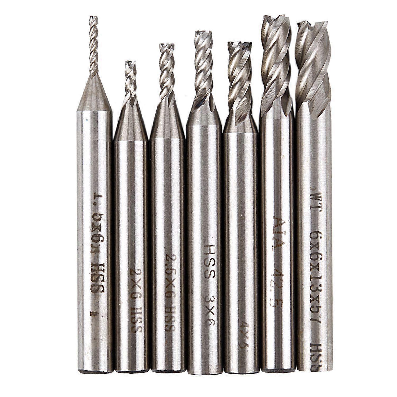 7Pcs HSS 4 End Milling Cutter Drill Bit Set 1.5 2 2.5 3 4 5 6mm