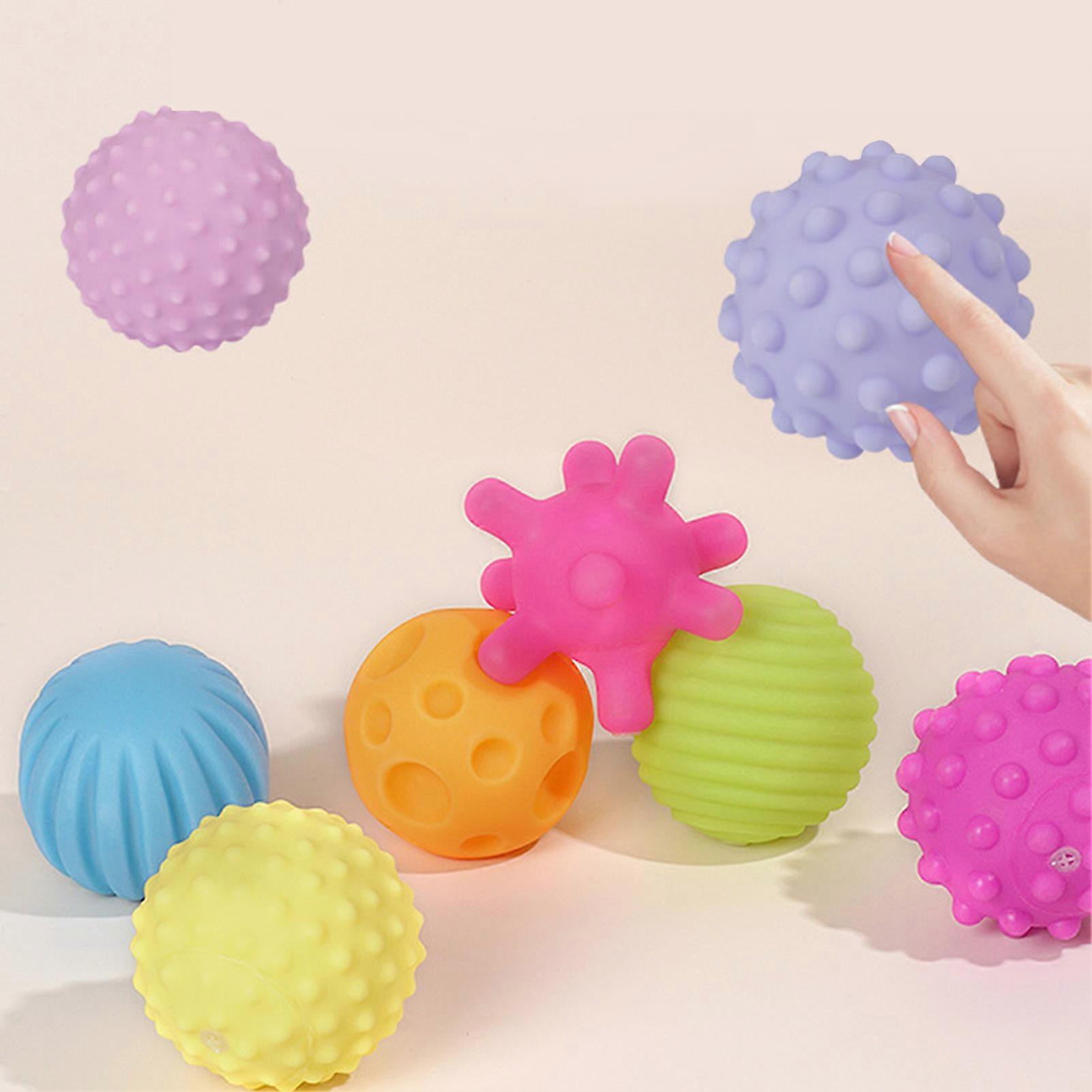 6Pcs Multicolor Vinyl Soft Elastic Textured Balls for Babies