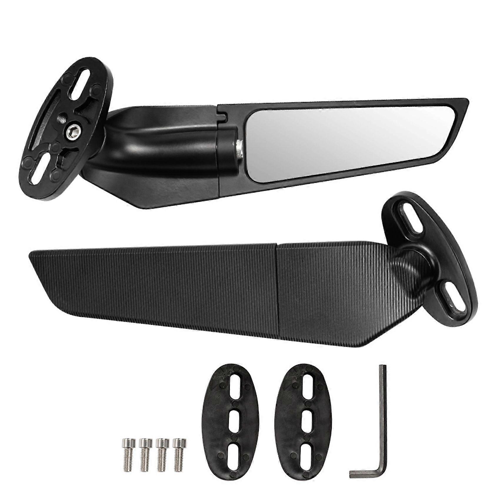 2PCS Modified Motorcycle Rearview Wind Wing Adjustable Rotating Side for Ninja 250 300 400