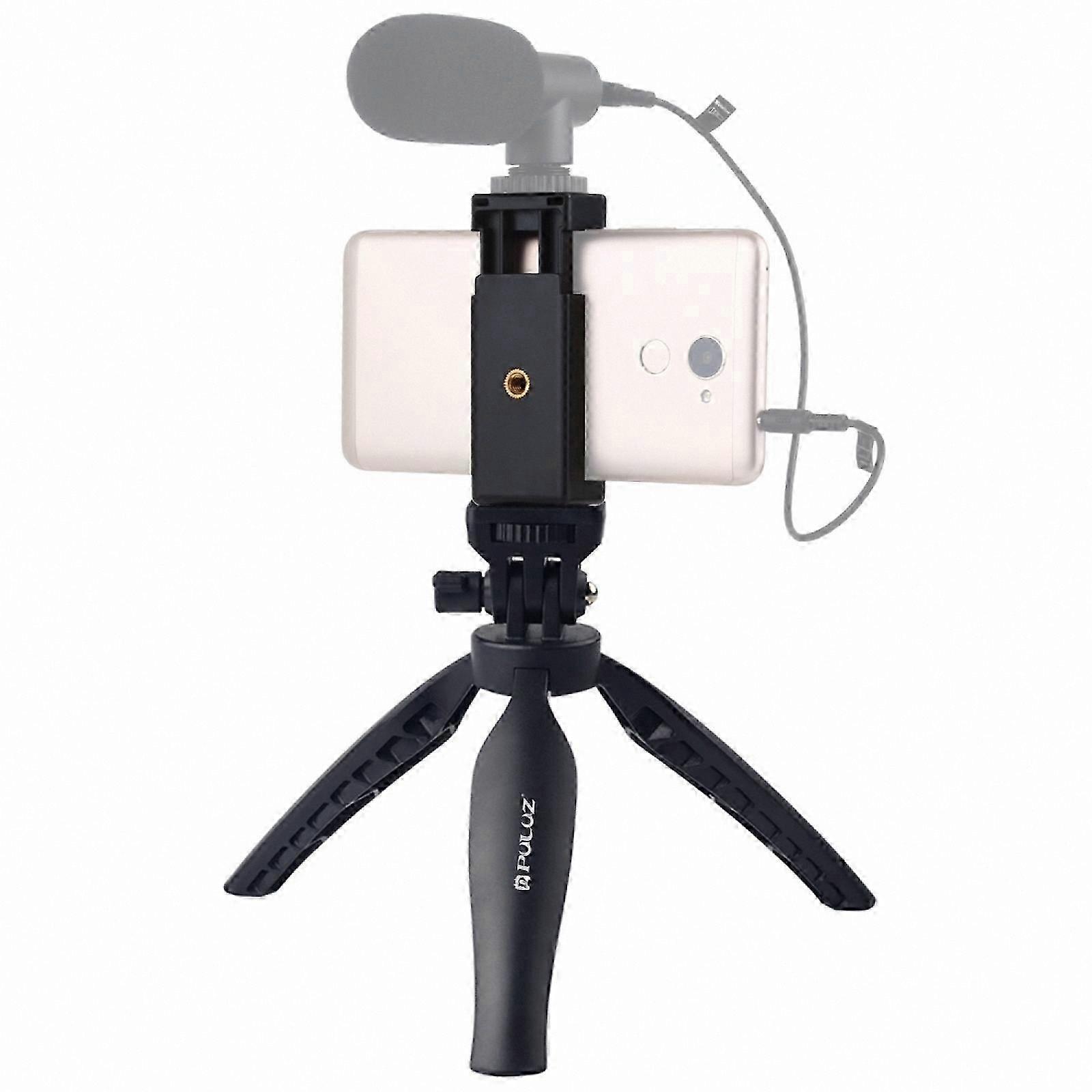 Adjustable Desktop Tripod Stand with Phone Clamp and Gimbal for Smartphones and Cameras