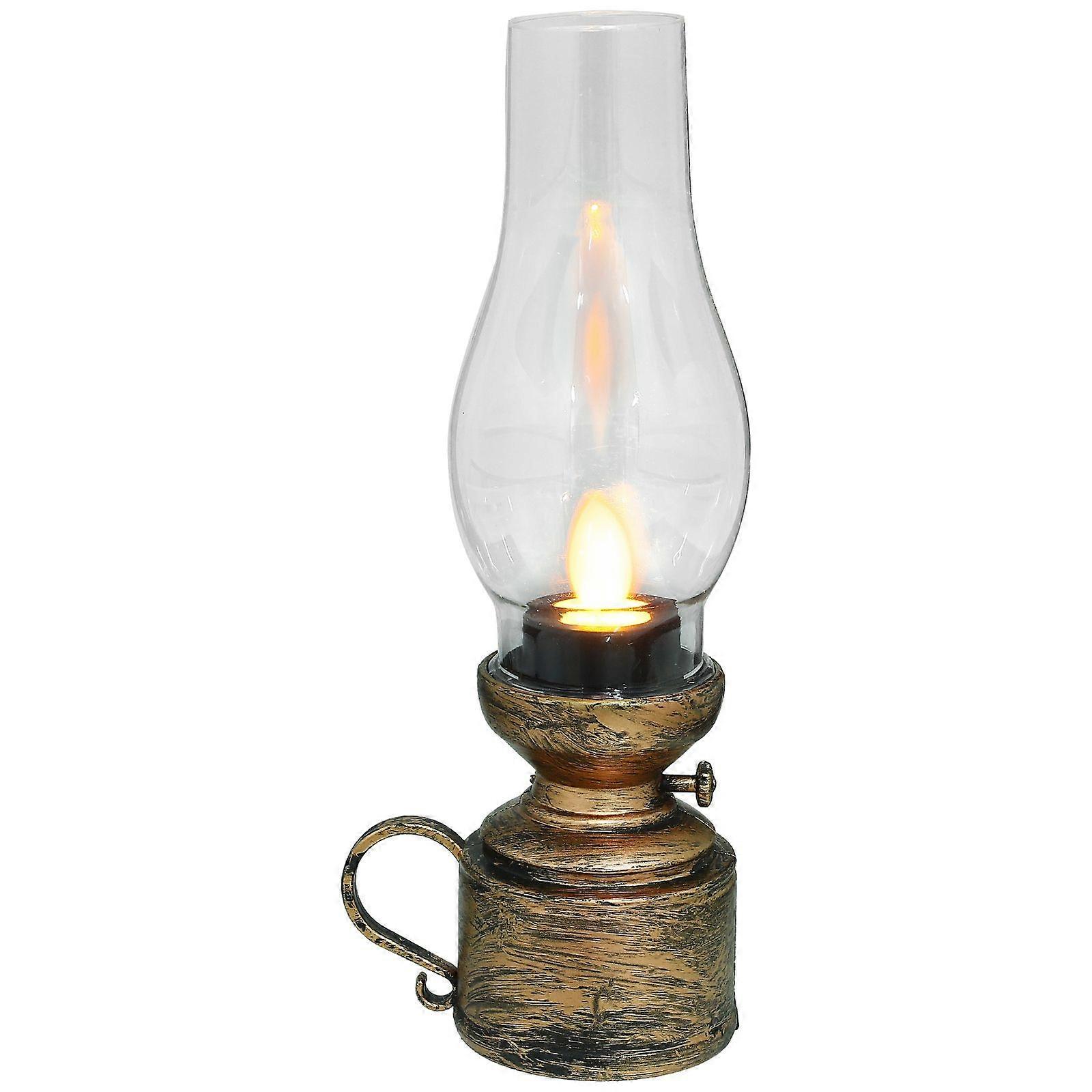 Vintage Electronic Kerosene Lantern for New Year Table Decor Retro Electronic Lamp for Indoor Use Simulation Kerosene Lamp