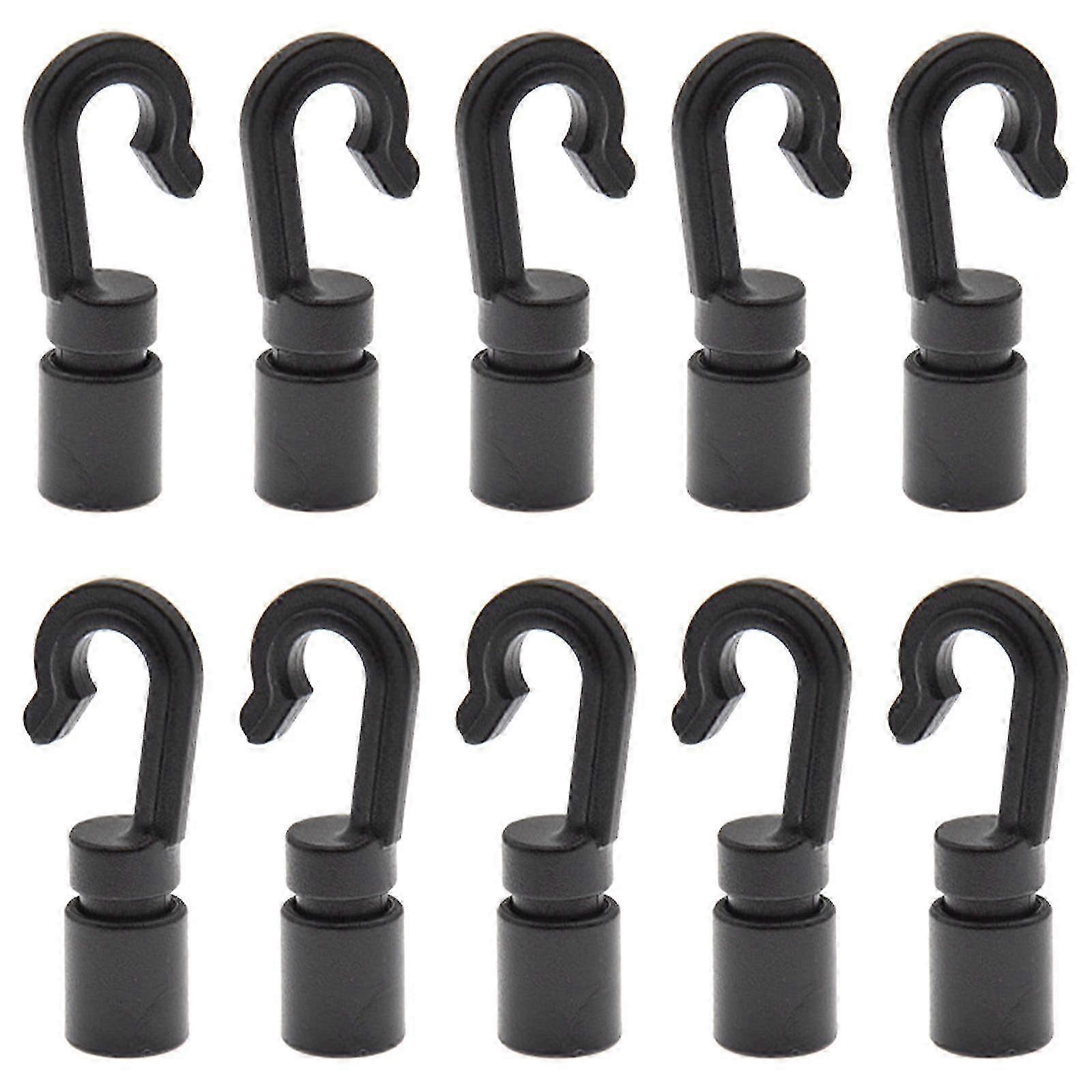 10 Pack Heavy-Duty Plastic End Hooks with Shock Cord for Bungee Cords Edition 0909