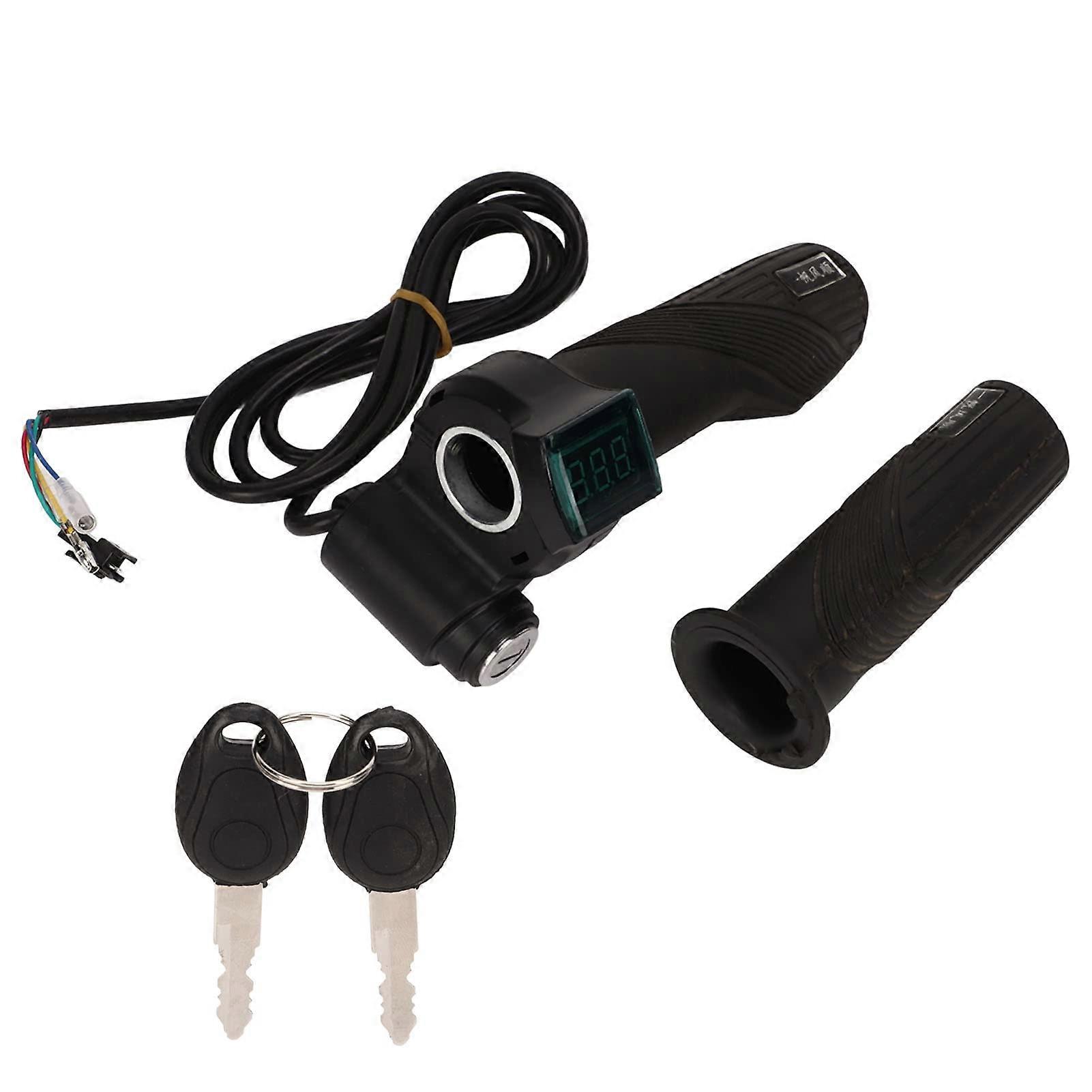 Throttle Handle Grip Twist For Electric Bike With Green Display ABS Material