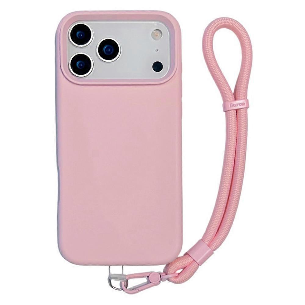 Compatible For iPhone 17 Pro Max Case Soft Microfiber Lining Liquid Silicone + PC Phone Cover with Wrist Strap