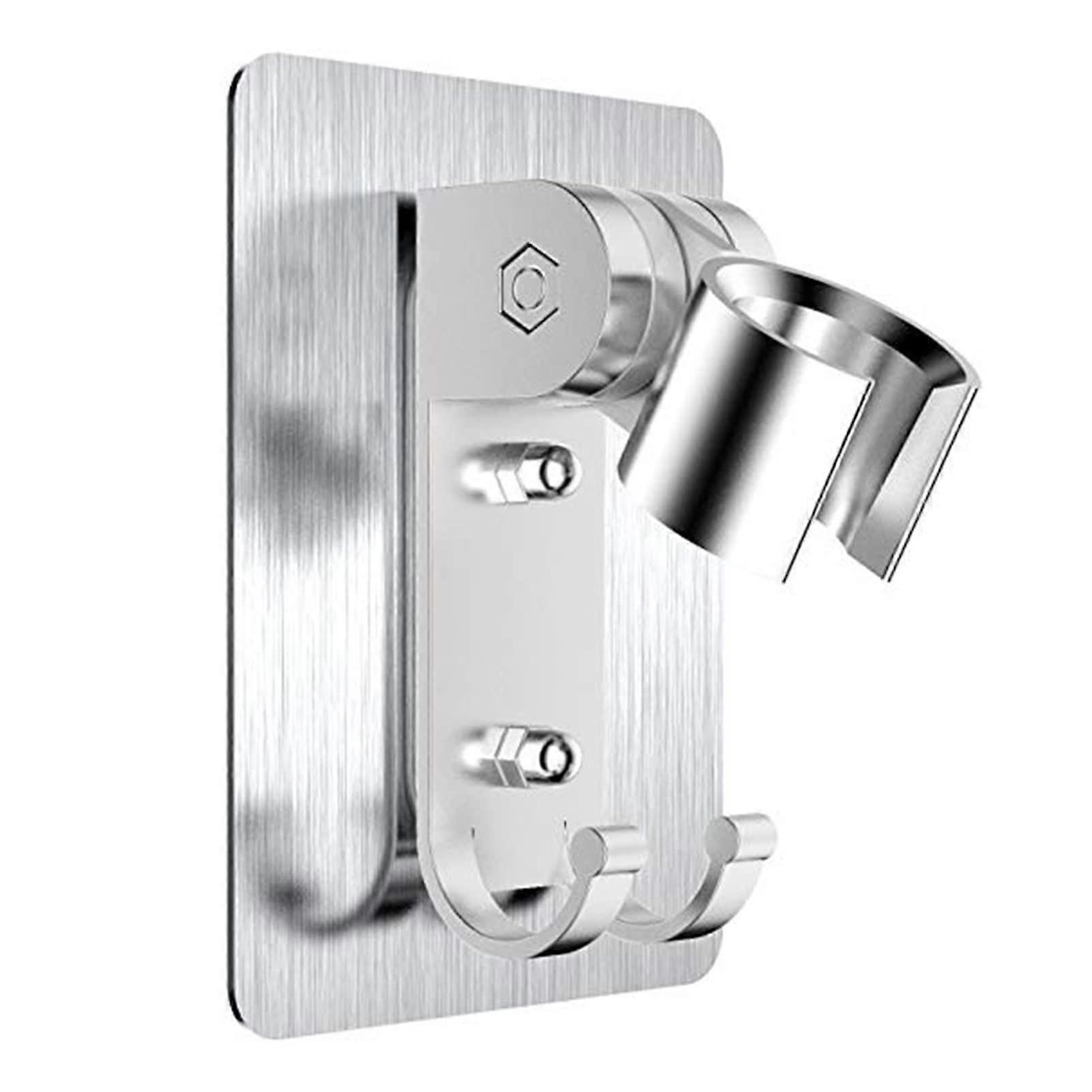Shower Head Holder Adjustable Wall Bracket Aluminum No Drilling Adhesive 2Piece Set