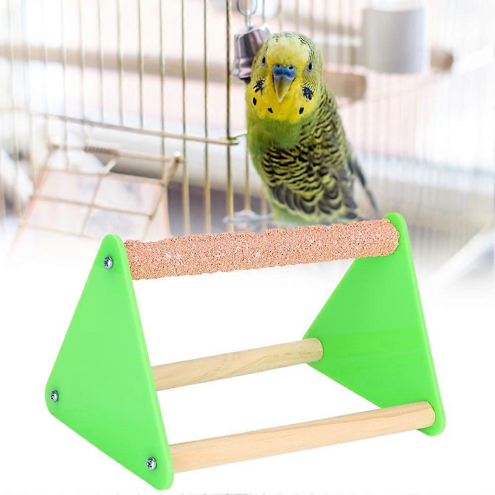 Wooden Triangular Parrot Stand Perch Bracket, 17.5x11cm, Random Color