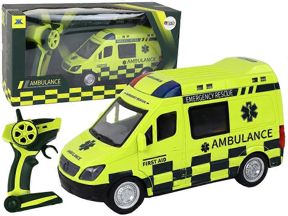 Remote-controlled yellow ambulance with light and sound