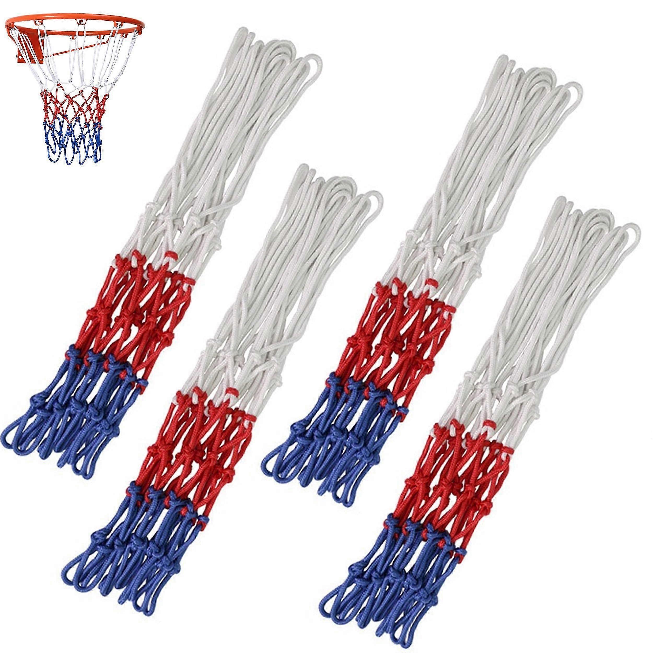 Basketball Net, 4-Pack Professional Weatherproof Replacement Nets for Standard Size Basketball Hoops, Durable and Heavy-Duty