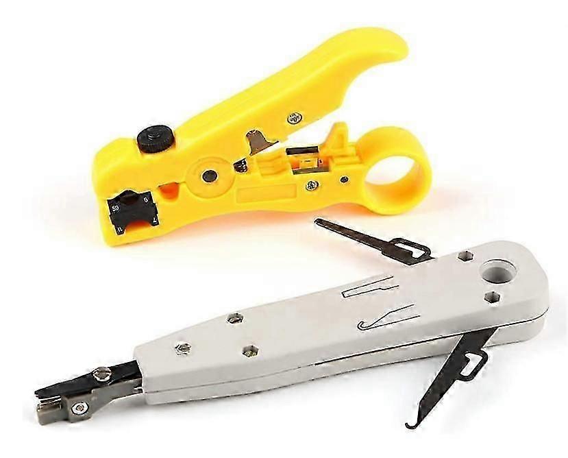 Punch Tool, Wire Stripping Tool Cable Stripping Tool Wire Stripping Tool for GrooFoo Flat or Round UTP Cat5 Cat6 Coax Coax Wire Stripper