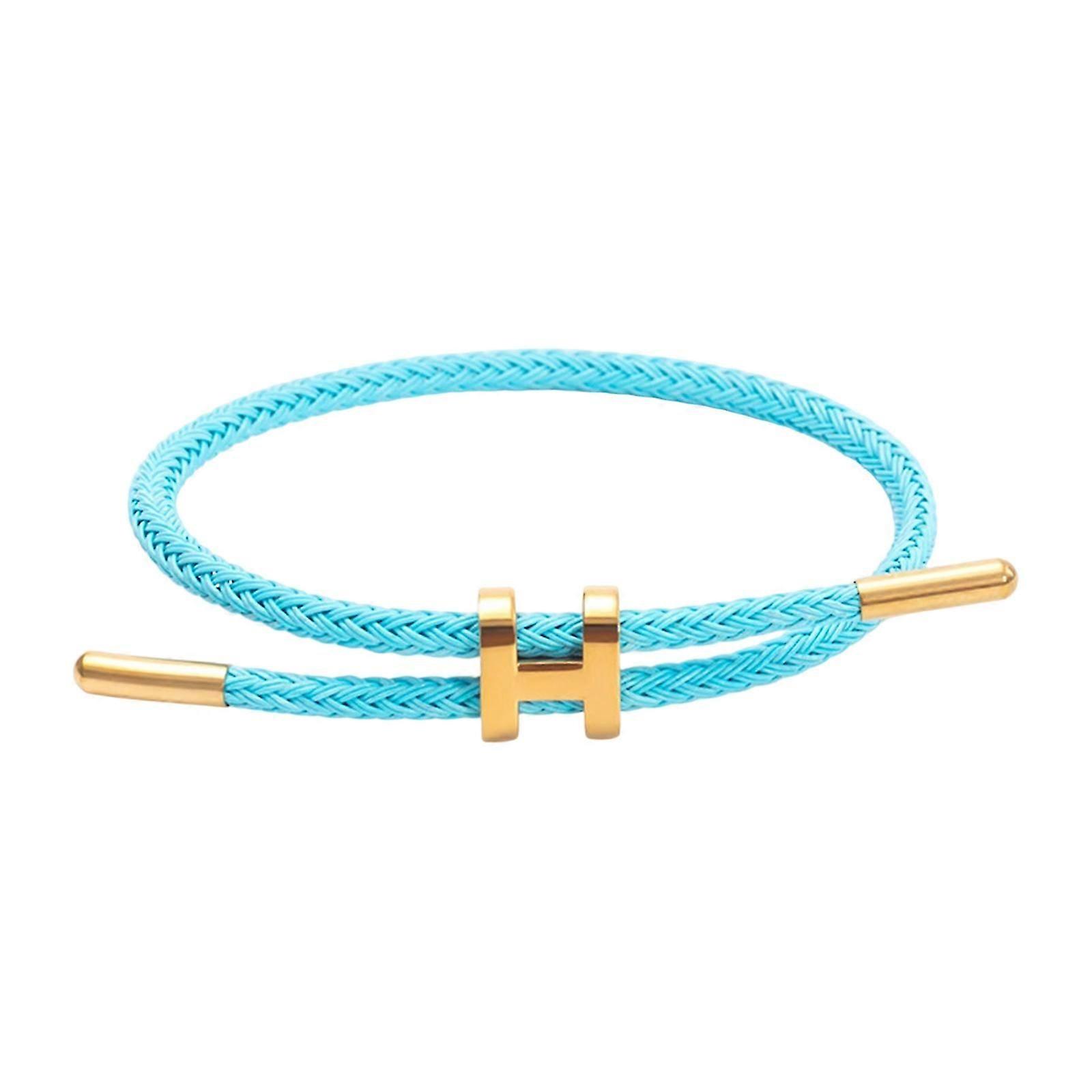 Women's Bracelet Featuring Polished H Shape Buckle and Adjustable Stainless Steel Wire, Ideal for Special Occasions Sky Blue