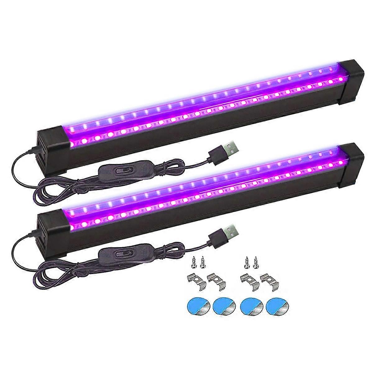 2Pcs USB UV LED Black Light T8 Blacklight Bar Fluorescent Party Disco Ultravilet Lamp Tube UV Strip