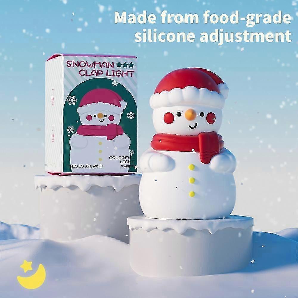Christmas Snowman Tap Light with 7-Color Ambient Lighting, 1200mAh Rechargeable Night Light