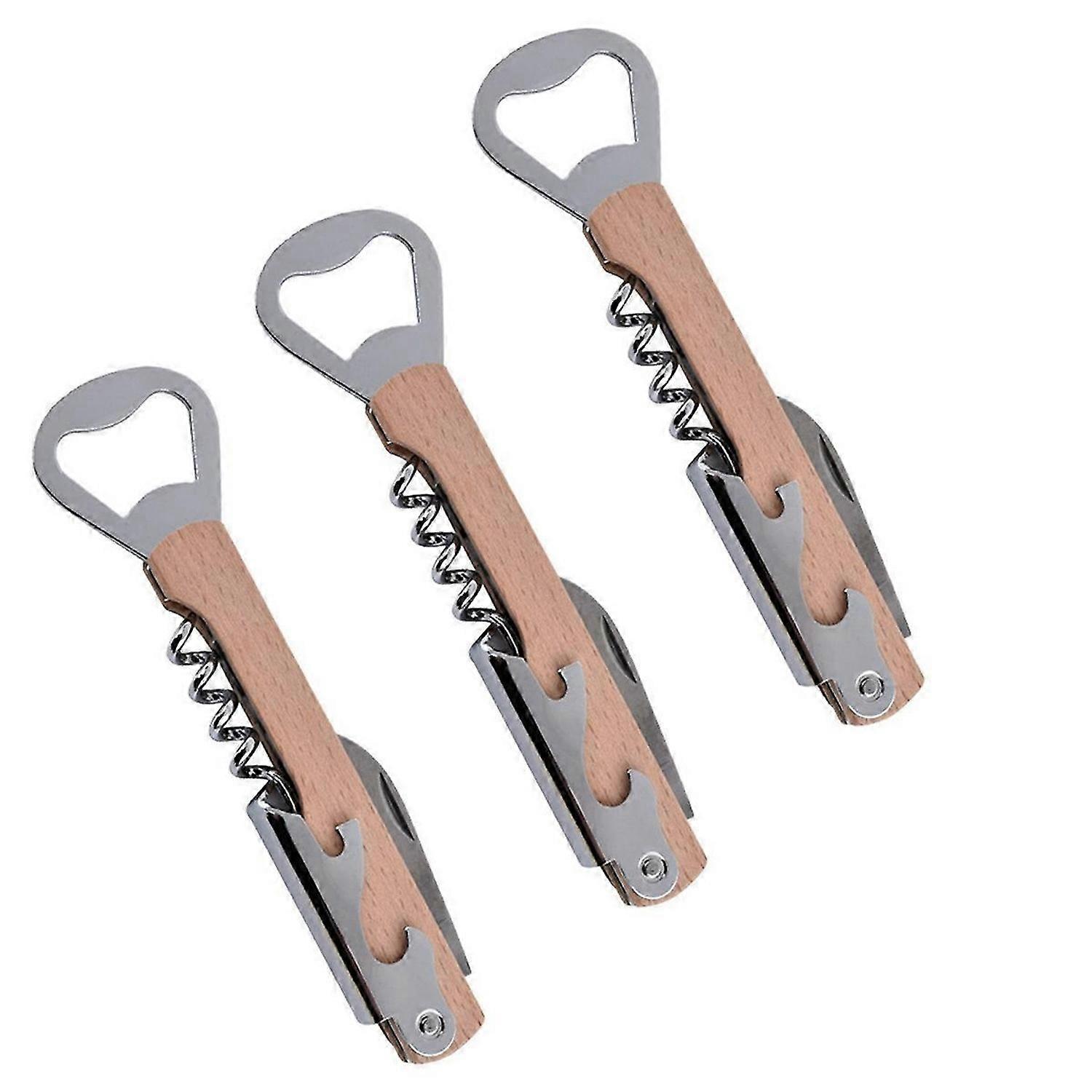 Stainless steel wine bottle opener, Beech