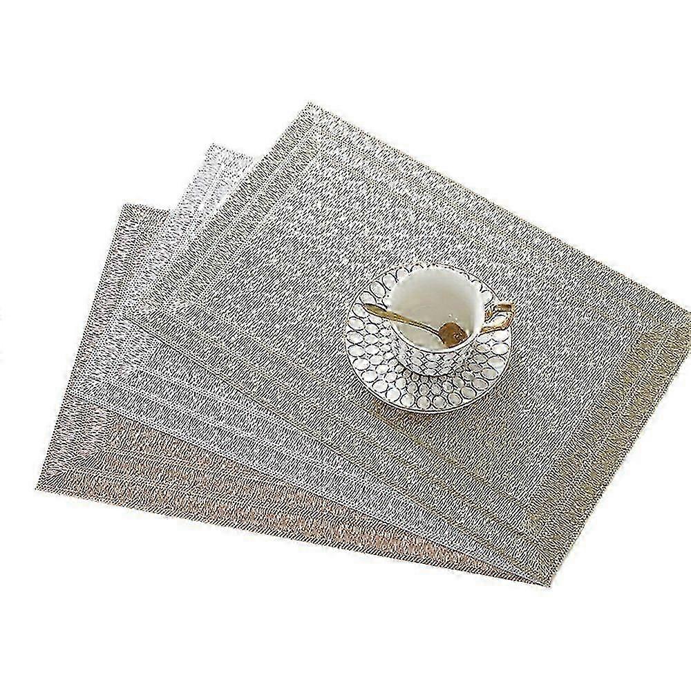6Pcs Rectangular Woven Table Mat Slip 18x12 Inches Textured Scratch Proof PVC Table Mats, for Kitchen Home Decor