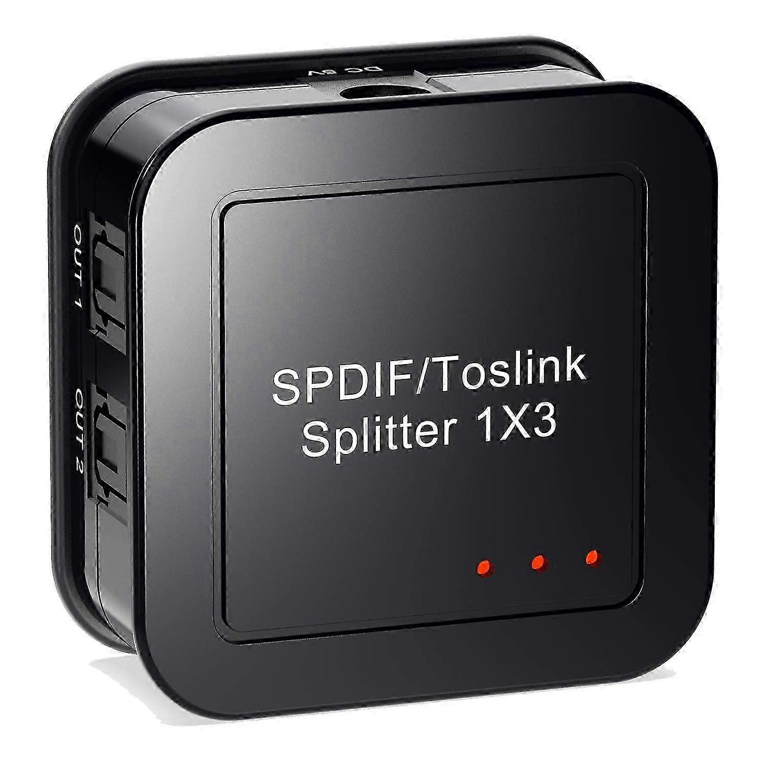 Digital Optical Audio 1x3 Splitter, SPDIF TOSLINK Fiber Audio Splitter 1 in 3 Out for Home Theater