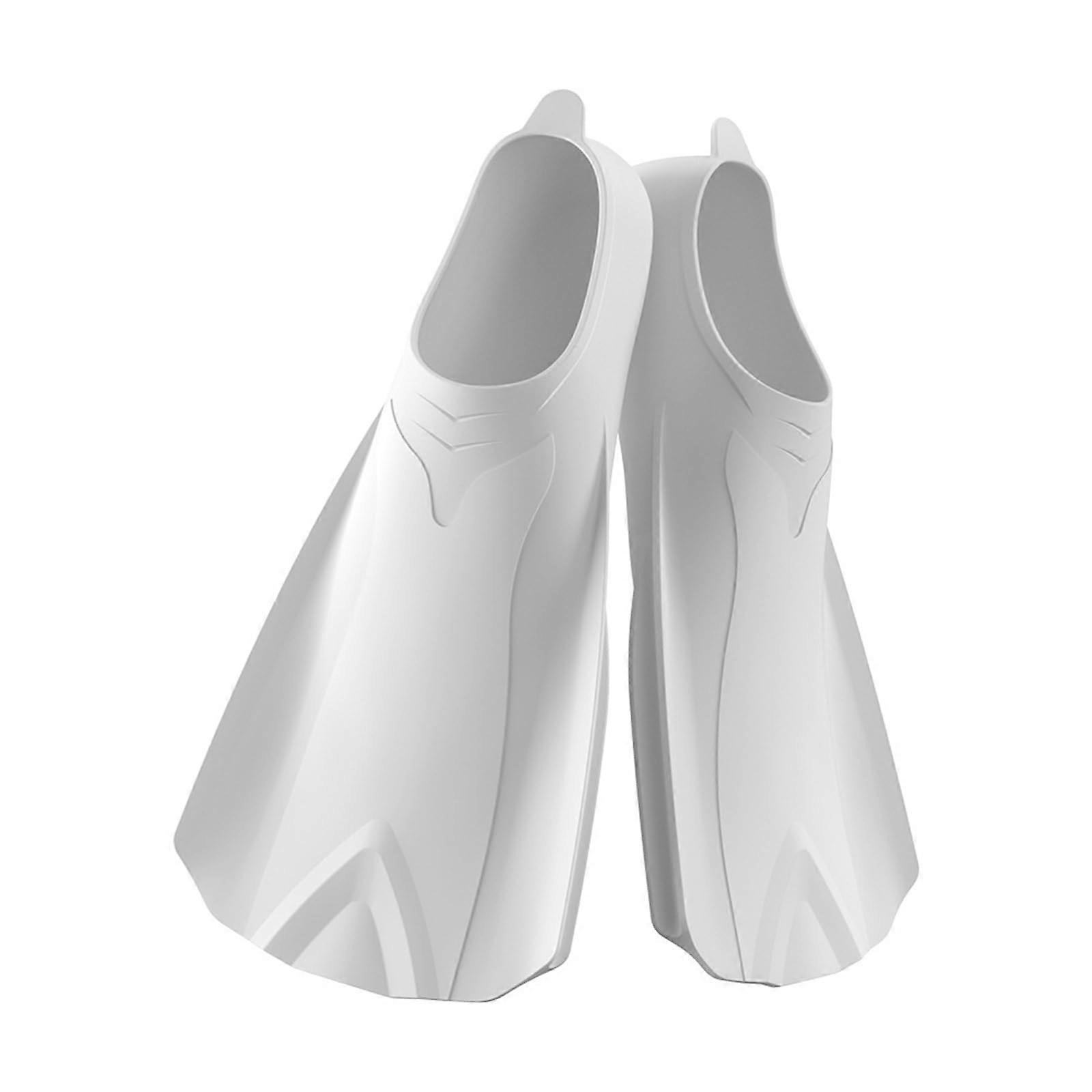 Silicone Swim Fin For Adults And Kids Travel Size Flipper Lap Swimming And Snorkeling Training Fins White EU 3435.5