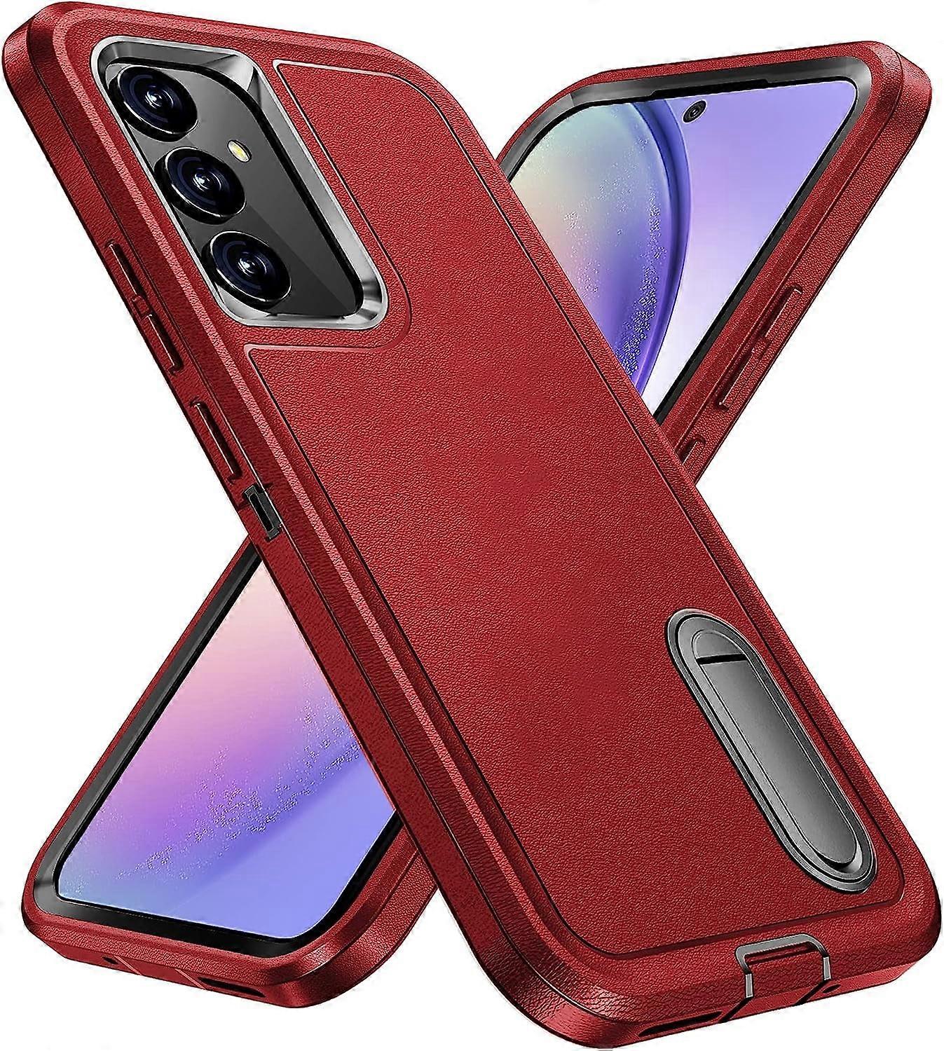 Compatible with Samsung Galaxy A54 5G Case, Shockproof Military Grade Cover with Kickstand, Dustproof & Drop Proof for A54 Phone (Red/Black)