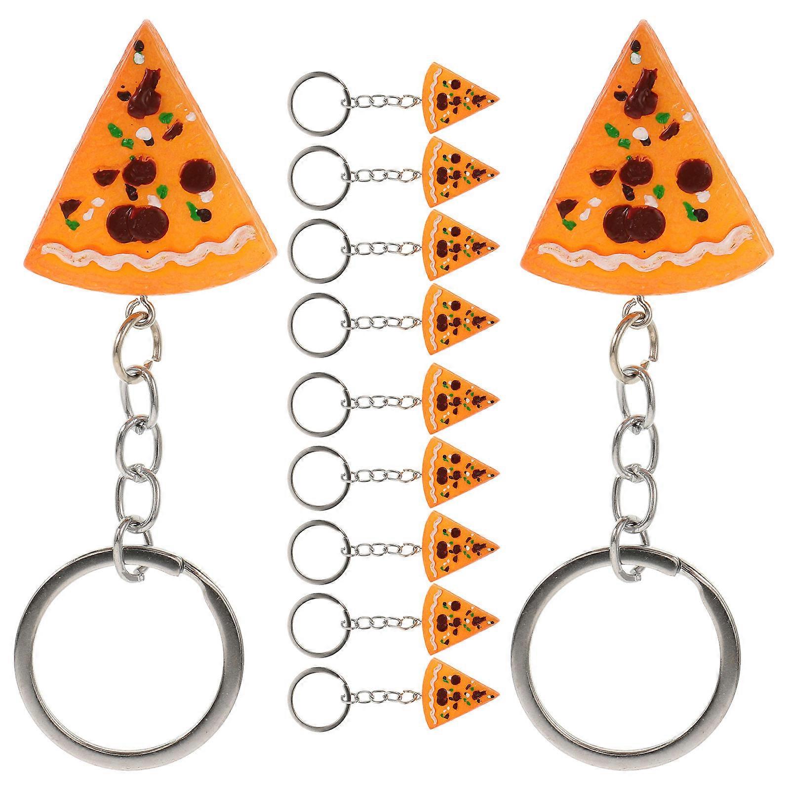 Orange Resin Keyring Pizza Food Keychains for Holding Key 48Pcs