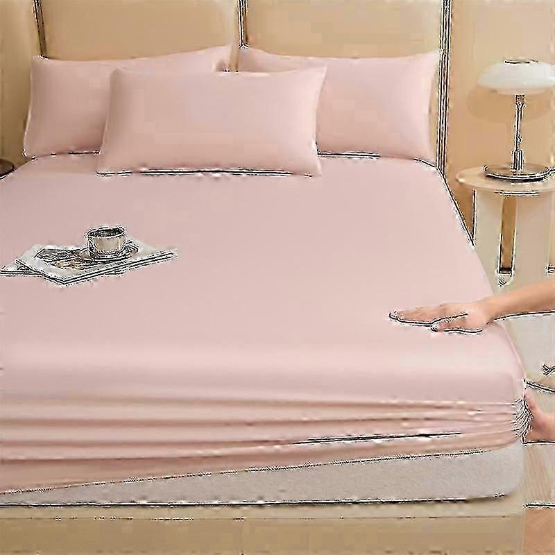 ملاءة سرير ملائمة 180×200 سم، ارتفاع 5-28 سم، وردي