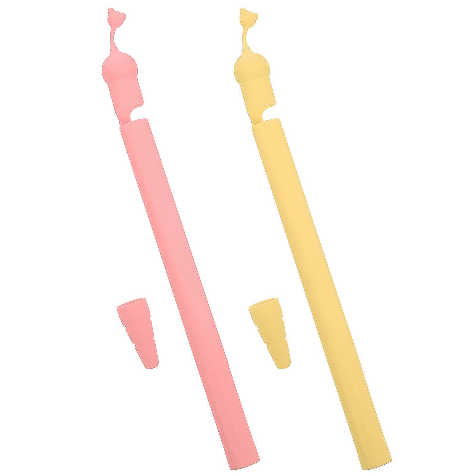 Cartoon Pencil Covers For Pencil 1 2Pcs Assorted Color Scratch Protection Durable Non-slip Style