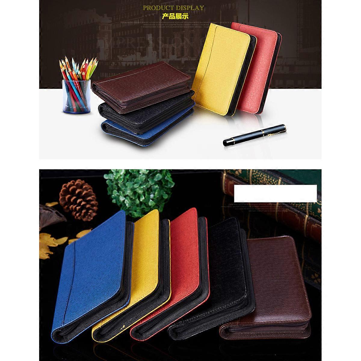 Black A6 Zipper Notebook Business Notepad For Meetings With Calculator 1Pack
