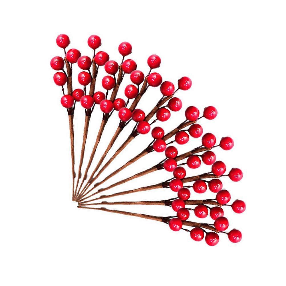 Red Berry Twig DIY Decoration with 20Pcs for Home and Party Use