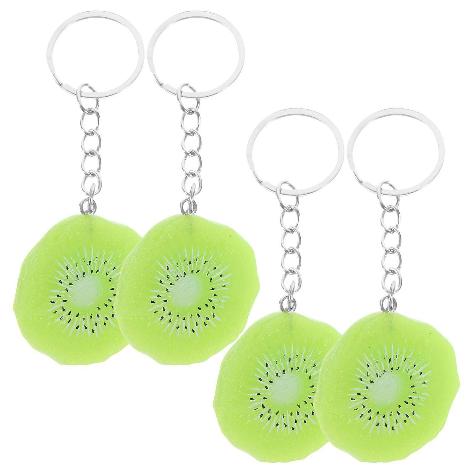 Unique Simulation Fruit Key Ring For Party Gift Decor Featuring Light Green Oval 4Pcs