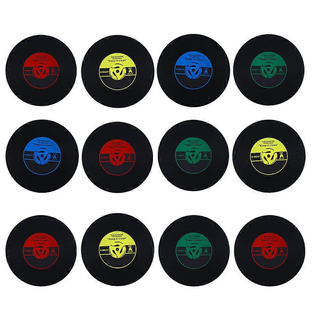 Vinyl Record Coasters Cup Mat for Table PVC 24Pcs