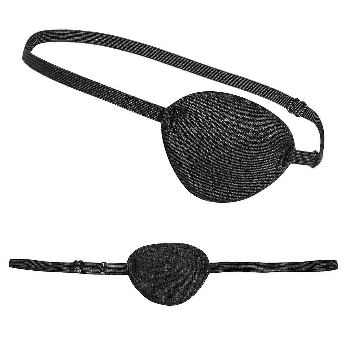 Lazy Eye Patch Single Eye Mask for Children 2Pcs Black Adjustable Band