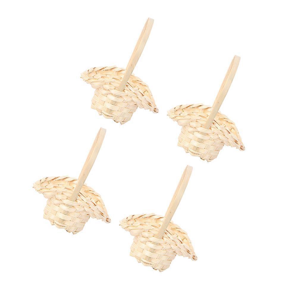 Miniature Bamboo Rattan Basket for Storage and Organizing 8Pcs