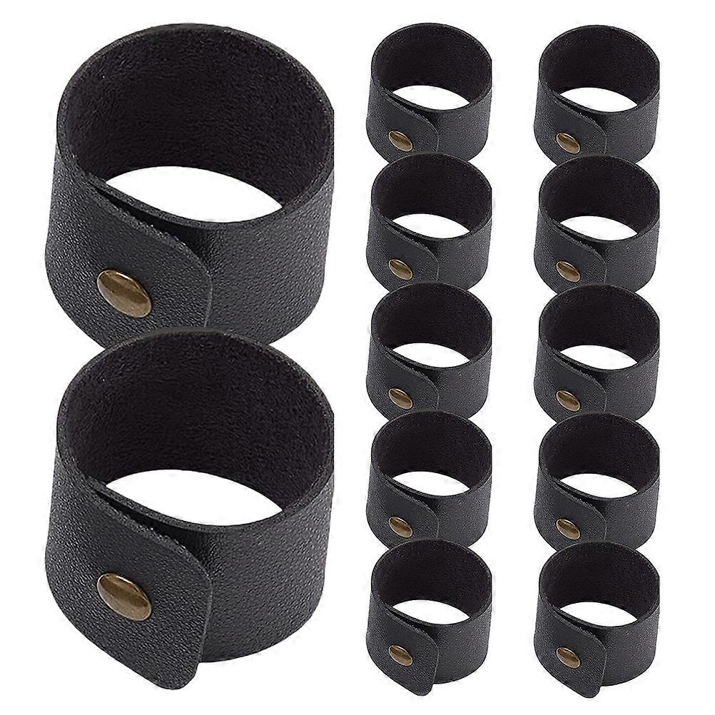 Minimalist Napkin Ring Buckle For Dining Table Decoration Black PU 24Pcs