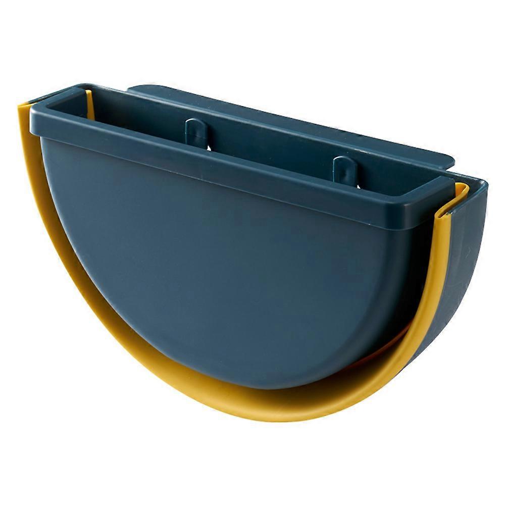 Wall Storage Box Foldable Trash Can for Kitchen Use 2Pcs Dark Blue