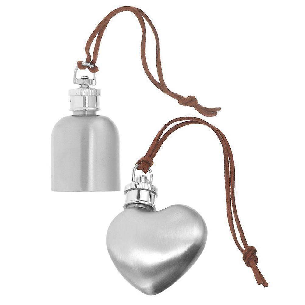 Camping Pocket Flask Decorative Heart Shape Stainless Steel Wine Flask 2Pcs