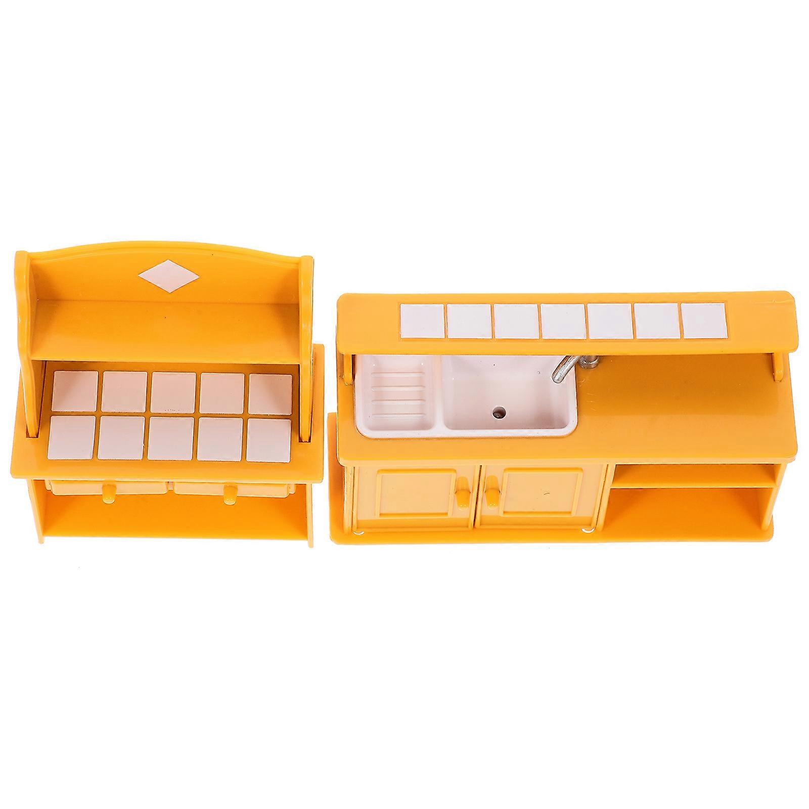 Mini House Furniture Table for Decoration with 2Pcs Plastic Mini Tables