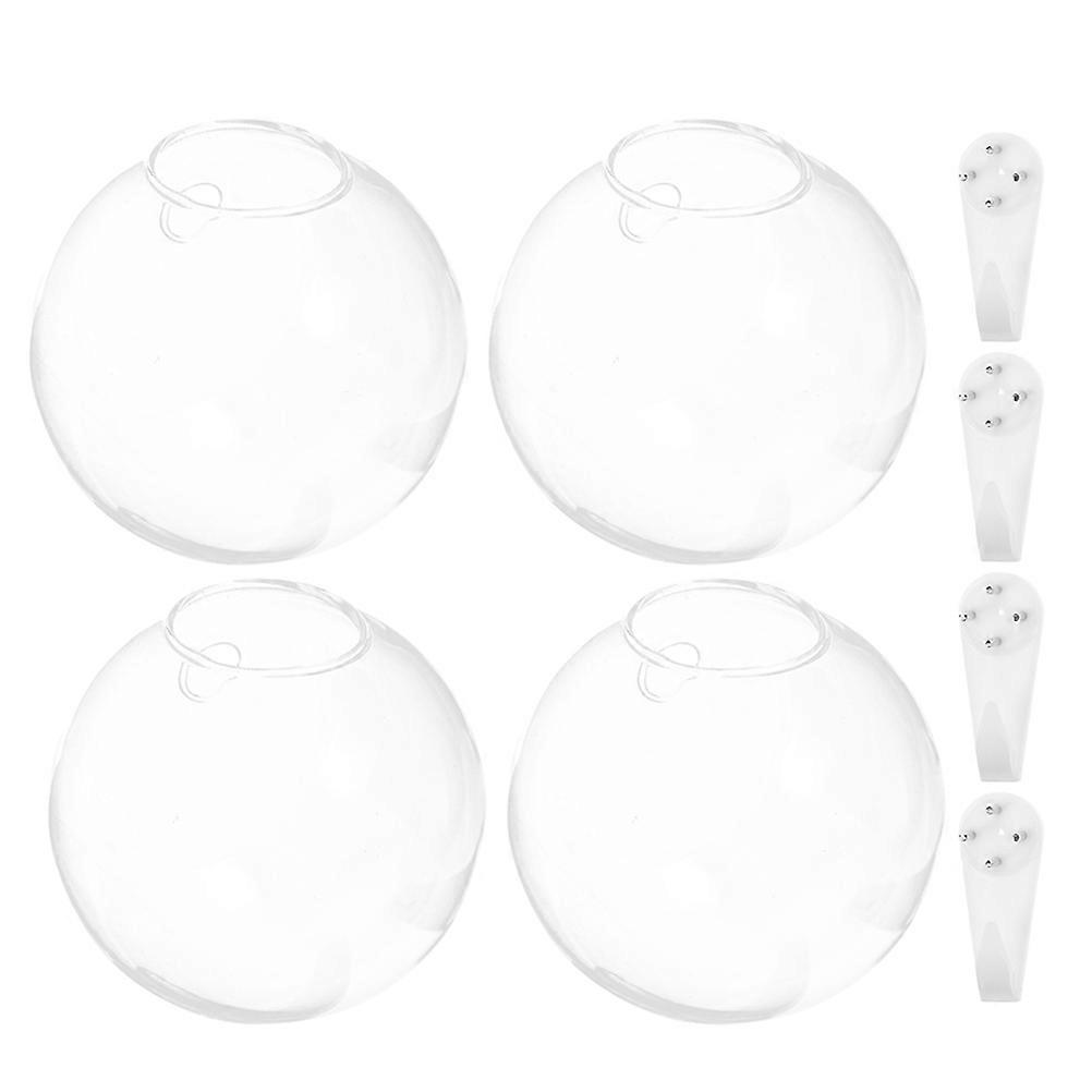 Glass Wall Vase Hanging for Hydroponic Plants 2Sets Transparent