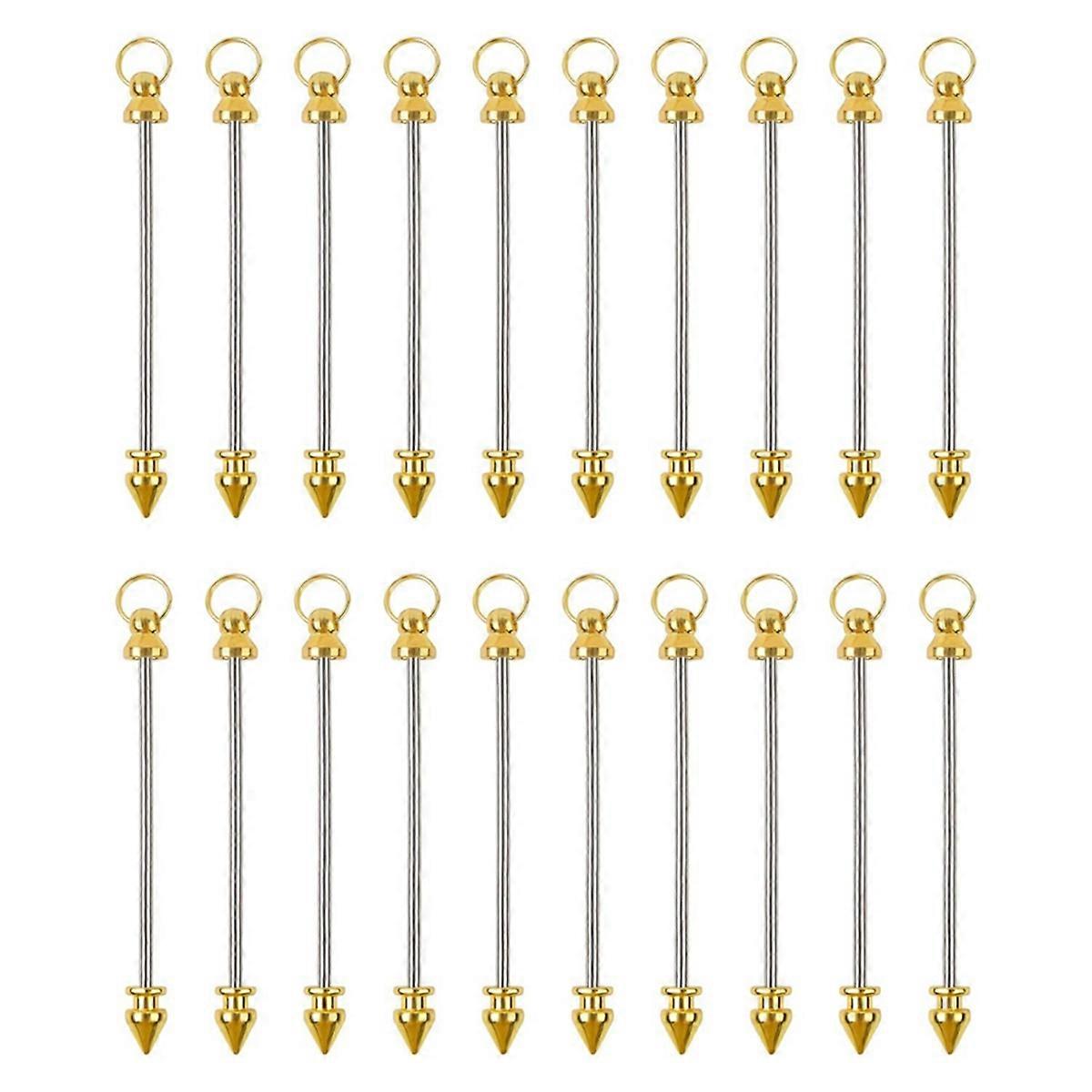 20 Pcs Beadable Keychain Bar for Beads Bulk Metal Keychain Making Supplies Silver