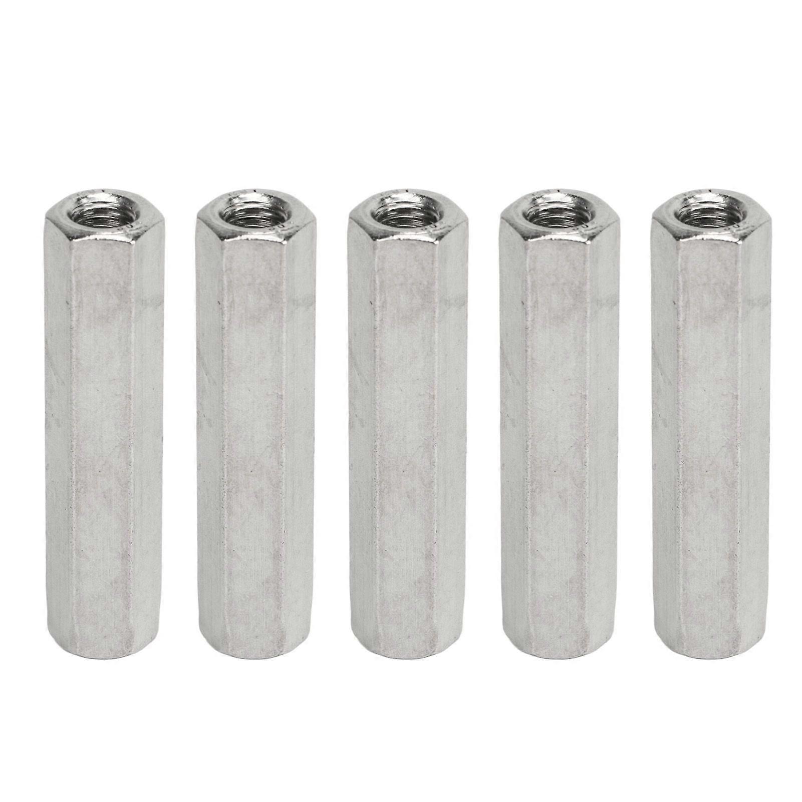 5Pcs Silver M8 Hex Coupling Nut Safe Practical Stainless Steel Coupling Nut Kit for Industrial Machine