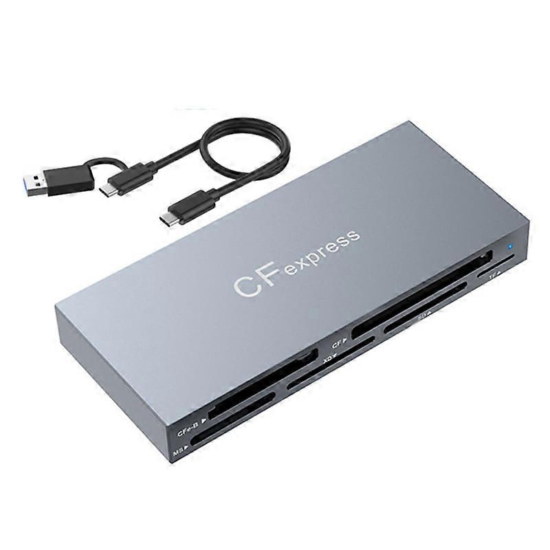 6-In-1 CFexpressB Card Reader, USB 3.2 Card Reader for SD/TF/MS/XD/ Memory Card Adapter Read 6 Cards Simultaneously