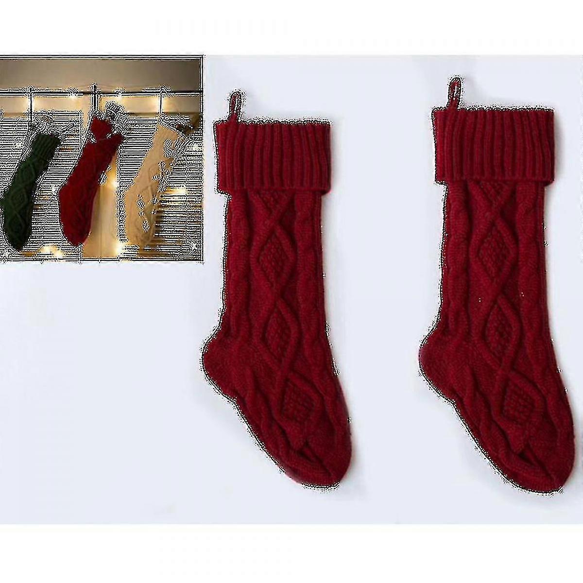 2pcs Stocking Gift Bag Red Stocking Decoration Tree Fireplace Shop