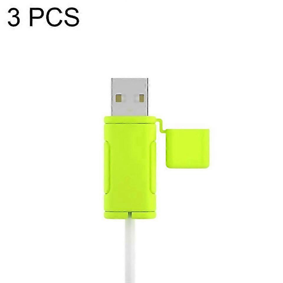 For 3 Pcs Soft Washable Data Cable Silicone Case For Apple Spec Usb Mustard Green