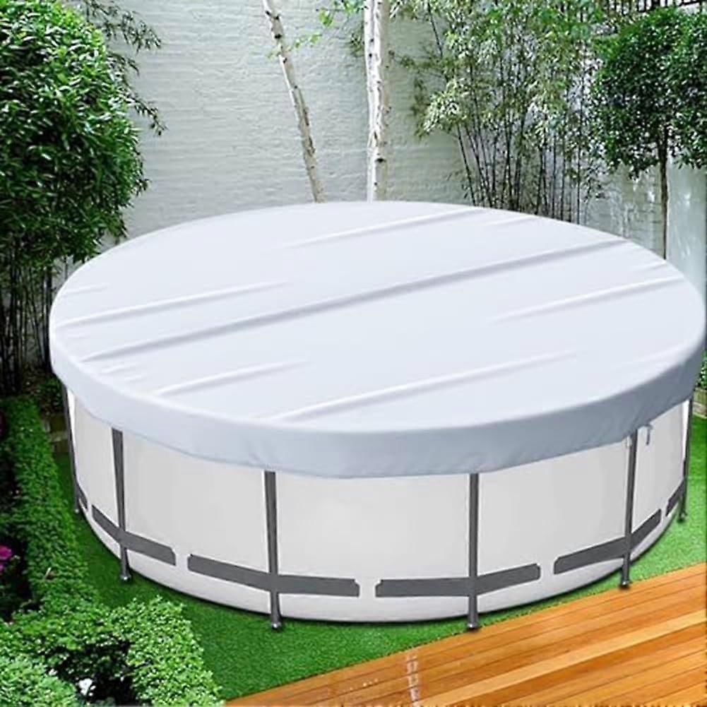 White 210D Polyester Circular Pool Cover With Drawstring, 6 Ft, For Outdoor Pools, Trampolines And Furniture