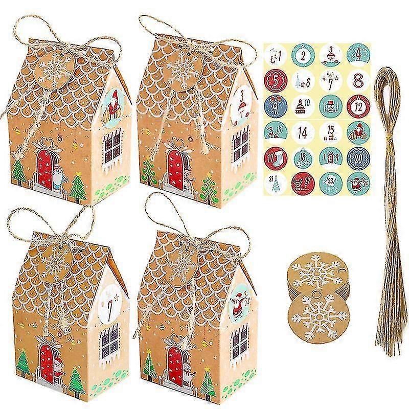 24pcs Christmas Kraft Paper Treat Boxes