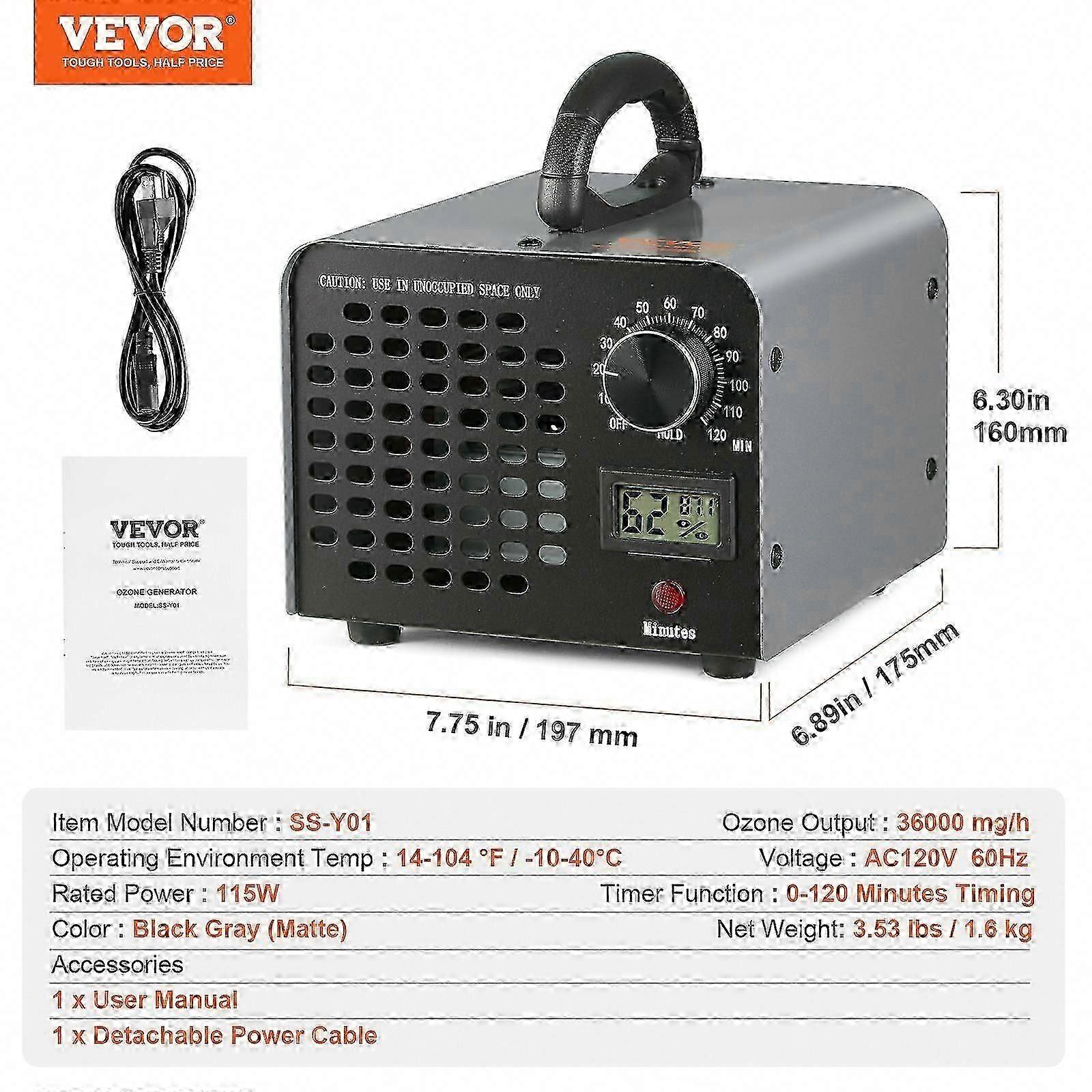 Ozone Generator 36000mg/h Ozone Machine for Odor Removal with 0-120min Timer