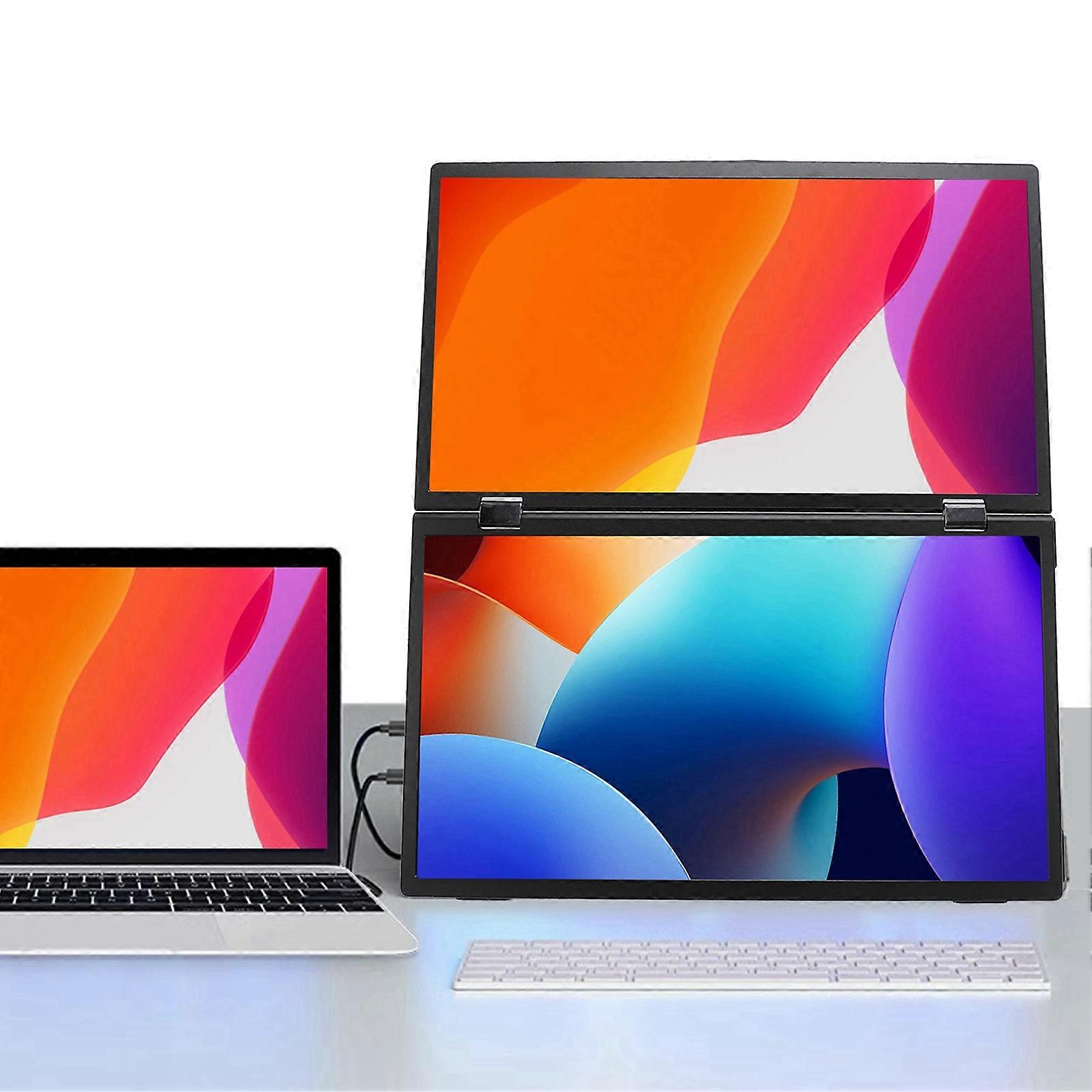 Laptop Double Screen Extender 60Hz Refresh 16:9 FHD 15.6 Inch 1080P IPS USB C Laptop External Screen with 360° Flip Rotation for Switch