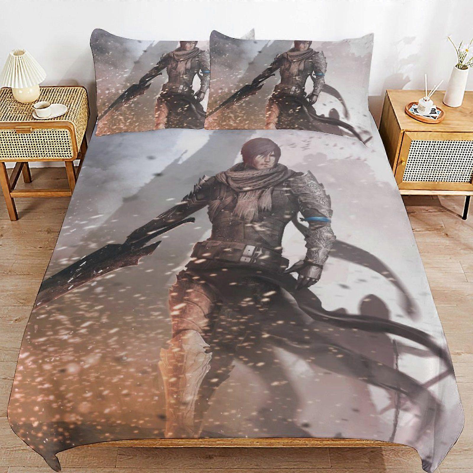 e281 Silver Wing Warriors Daily Sleeping Comfort Smooth Surface Zipper Secure Fit Duvet Cover Sets for Home Use p281