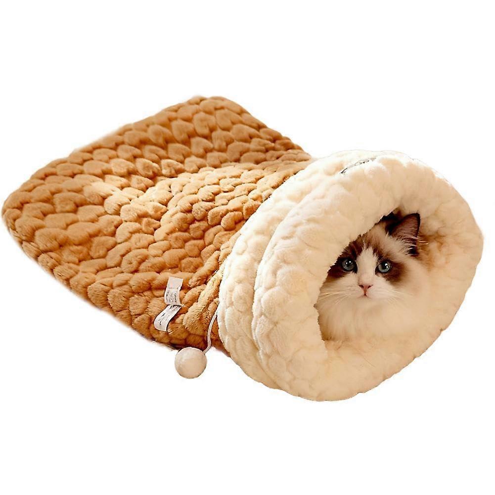 Cat Sleeping Bag Indoor Cats Winter SelfWarming Plush Cat Cave Bed For Kitten And Puppy